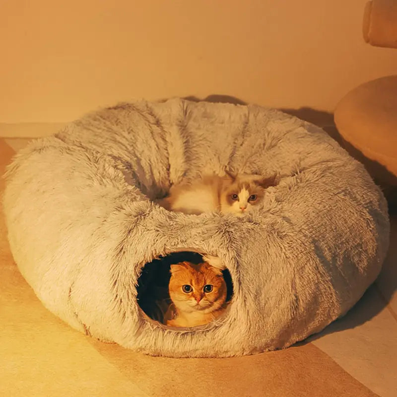 2 In 1 Round Tunnel Cat Beds - Woof And Tails 